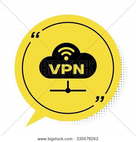 Black Vpn Network Cloud Connection Icon Isolated On White Background. Social Technology. Cloud Compu