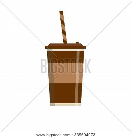 Softdrink Plastic Cup . Vector Flat Design Illustration.