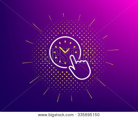 Time Management Line Icon. Halftone Pattern. Clock Sign. Watch Symbol. Gradient Background. Time Man