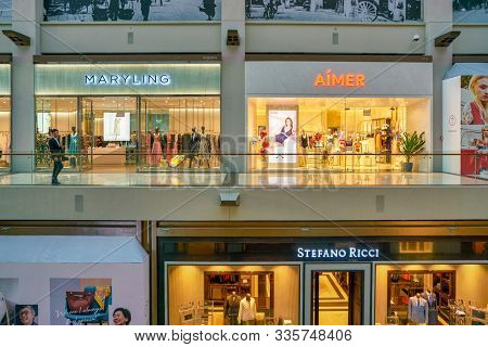 SINGAPORE - CIRCA APRIL, 2019: interior shot of the Shoppes at Marina Bay Sands.
