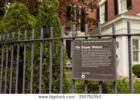 Boston, Massachusetts - October 3rd, 2019:  Exterior Of Nichols House Museum In The Historic Beacon 