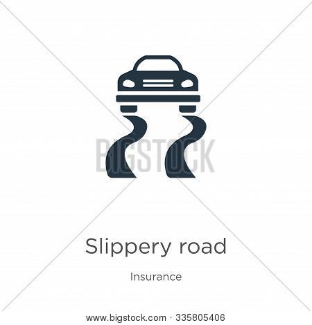 Slippery Road Icon Vector. Trendy Flat Slippery Road Icon From Insurance Collection Isolated On Whit
