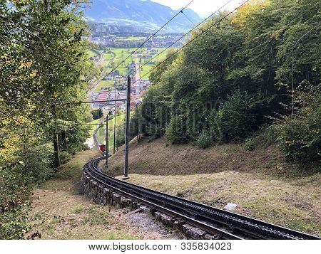 Cogwheel Railway Alpnachstad-pilatus Kulm (the Steepest Cogwheel Railway In The World) Or Zahnradbah