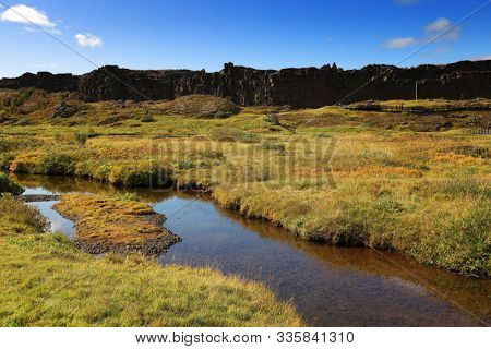 Autumn landscape of Pingvellir National Park, Iceland, Europe