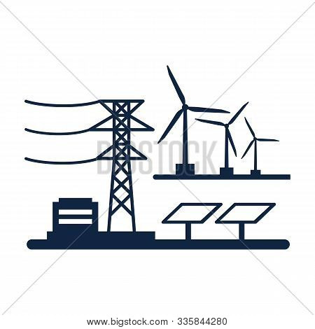 Ecology Power Concept. New Energy Type. Alternative Energy. Alternative Wind Energy Station. New Eco