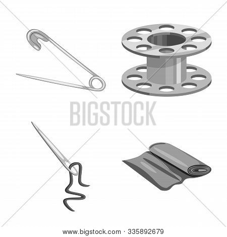Vector Illustration Of Dressmaking And Textile Icon. Set Of Dressmaking And Handcraft Vector Icon Fo