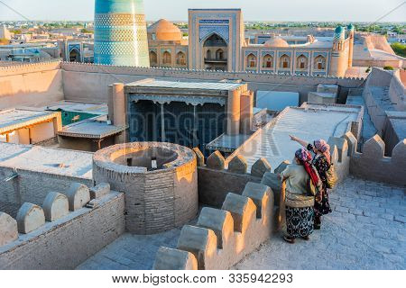 Khiva, Uzbekistan - May 3, 2019: Historic Architecture Of Itchan Kala, Walled Inner Town Of The City