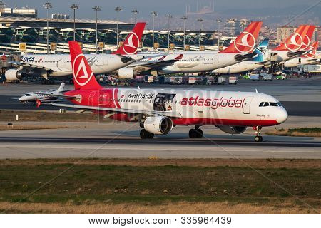Istanbul / Turkey - March 27, 2019: Atlasglobal Special Sticker Airbus A321 Tc-atf Passenger Plane D