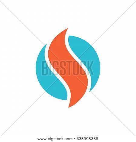 Flame Water Logo Template Concept Illustration. Two Colored Abstract Design Element. Stock Vector Il