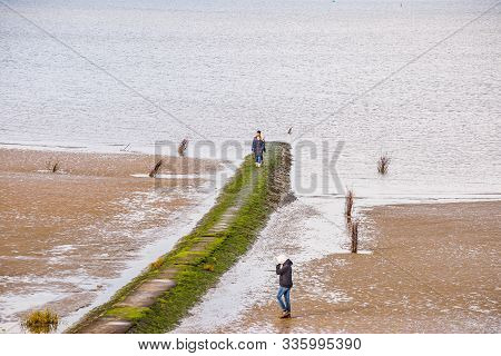 Cuxhaven, Germany - November 10, 2019. Natural Pier On Coast Of Cuxhaven In Germany In Autumn