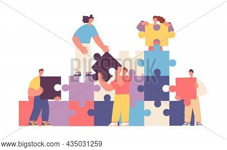 Business People Collaboration. Puzzle Communication, Collaborated Abstract Metaphor. Technology Work