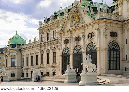 31 May 2019 Vienna, Austria - Upper Belvedere Palace Courtyard On Cloudy Day