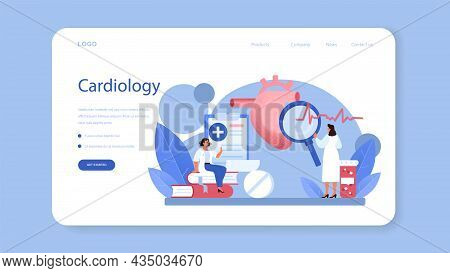 Cardiologist Web Banner Or Landing Page. Idea Of Heart Care