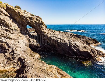 Spanish Rocky Coastline. Mediterranean Region Of Villaricos, Almeria, Eastern Andalusia.