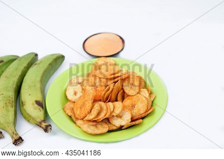 Dried Banana Chips Fried In Coconut Oil.