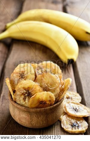 Dried Banana Chips Fried In Coconut Oil.