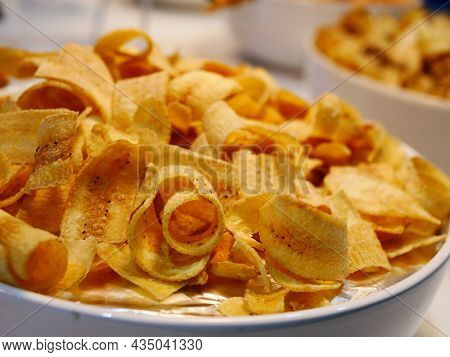 Dried Banana Chips Fried In Coconut Oil.