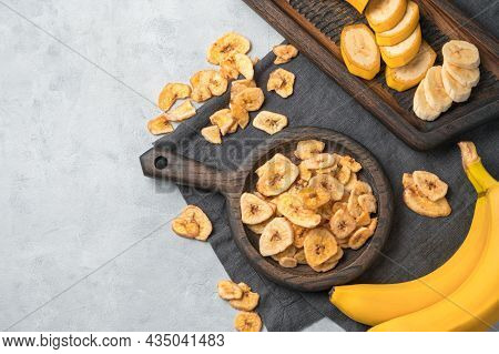 Dried Banana Chips Fried In Coconut Oil.
