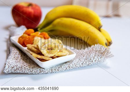 Dried Banana Chips Fried In Coconut Oil.
