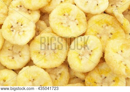 Dried Banana Chips Fried In Coconut Oil.