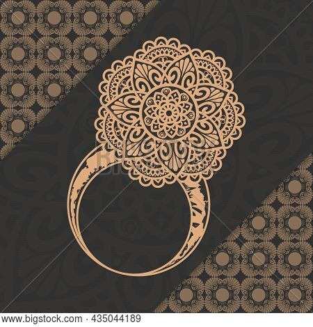 Luxury Mandala Ring Pattern Background With Golden Arabesque, Arabic Islamic East Style. Ramadan Sty
