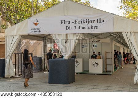 Llucmajor, Spain; October 03 2021: Entrance Tent To The Second Edition Of The Frikijor Fair Held In 