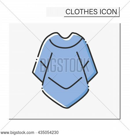 Fashion Color Icon. Mucho Poncho For Cold Weather. Outerwear. Fashionable Warm Cloth.shopping.clothe