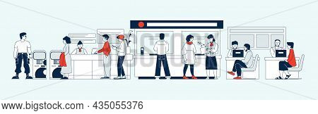 Bank Office Customers. Banking Concept, Clerk Service. Executive Consultant, Business Person On Rece