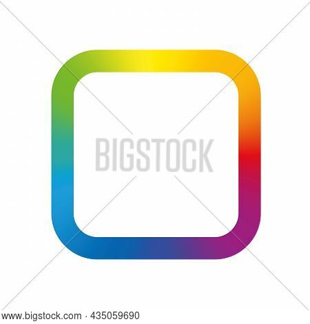 Rounded Square, Rainbow Gradient Colored Squircle, Colored App Symbol, Colorful Frame With Round Cor