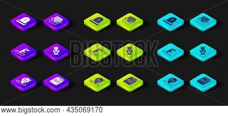 Set Zombie Mask, Tombstone With Rip Written, Hand, Candy, Chocolate Bar And Icon. Vector