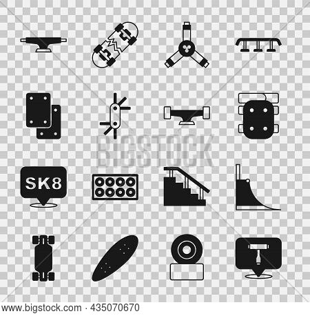 Set Skateboard T Tool, Park, Knee Pads, Y-tool, Tool Allen Keys, Wheel And Icon. Vector
