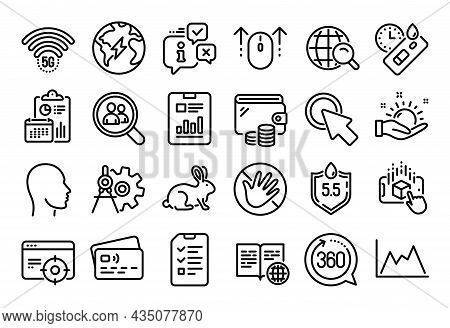 Vector Set Of Swipe Up, Diagram And Internet Book Line Icons Set. Calendar Report, Money Wallet And 