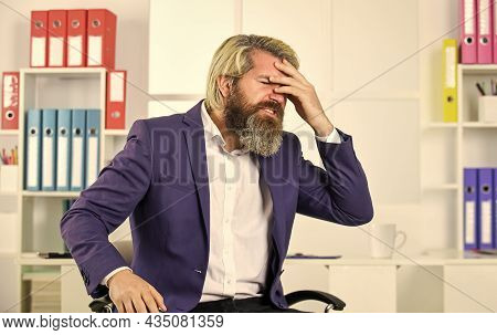 Job One Of Biggest Stressors In Life. Stress Reduction Mechanisms. Business Man Suffer Headache. Bus