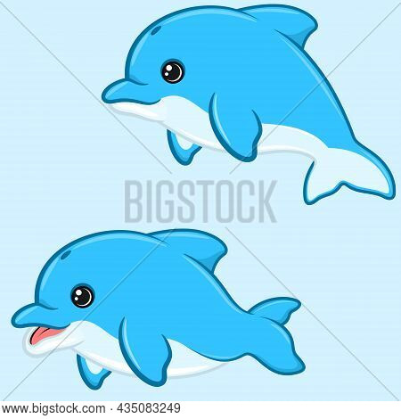 Cartoon Shaped Dolphin Vector Design, Childish Cartoon Shaped Aquatic Mammal