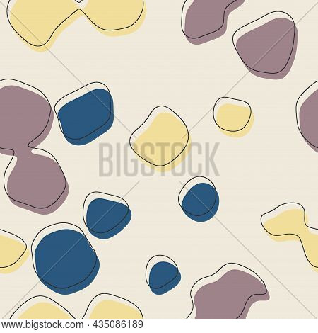 Seamless Abstract Organic Blog Shapes In Various Colors With Offset Outline Surface Pattern Design F