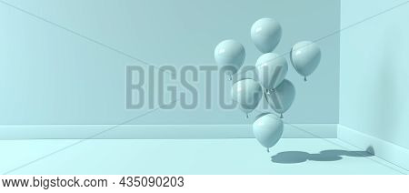 Floating Balloons On A Colored Background - 3d Render