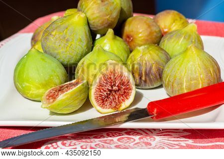 New Harvest Of Fresh Ripe Sweet Fig Fruits