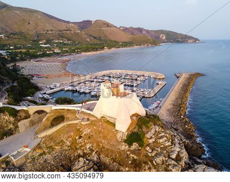 Aerial View On Old And New Parts Of Sperlonga, Ancient Italian City In Province Latina On Tyrrhenian