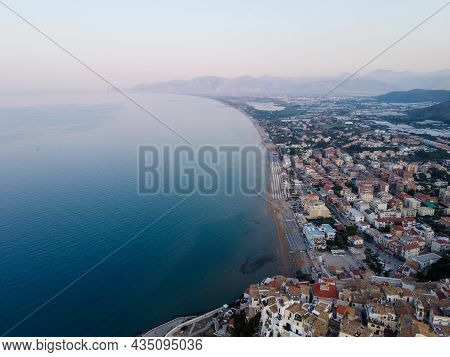 Aerial View On Old And New Parts Of Sperlonga, Ancient Italian City In Province Latina On Tyrrhenian