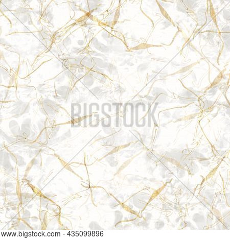 Handmade White Gold Metallic Rice Sprinkles Paper Texture. Seamless Washi Sheet Background. Sparkle 