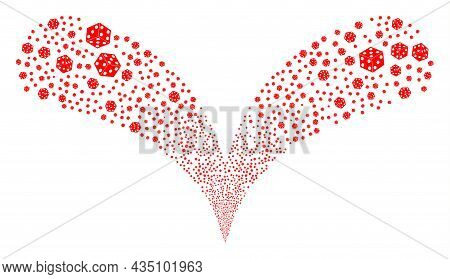 Dice Cube Double Fireworks Fountain. Dice Cube Stream Double Fountain. Object Fountain Is Constructe