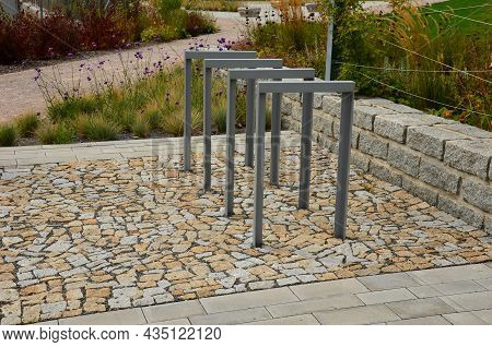 Granite Walls Made Of Stone Blocks Serve As Design Elements, Retaining Walls, Or Seating Areas, Seat