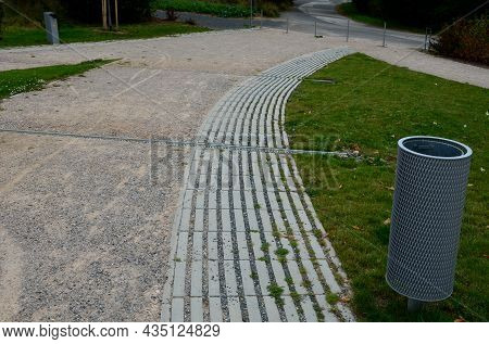 Drainage Of The Threshing Floor In The Forest Beige Color Transverse Metal Gutters Drain The Water I