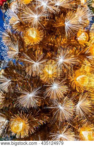 Christmas fiber optic decorated Tree with dectoration,holiday concept.