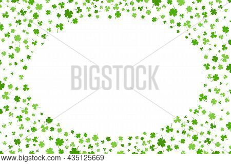 Shamrock Or Green Clover Leaves Pattern Background Flat Design Vector Illustration Isolated On White