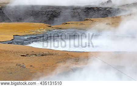Boiling Mudpool In Hverir, Namafjall In Northern Iceland (krafla Area)