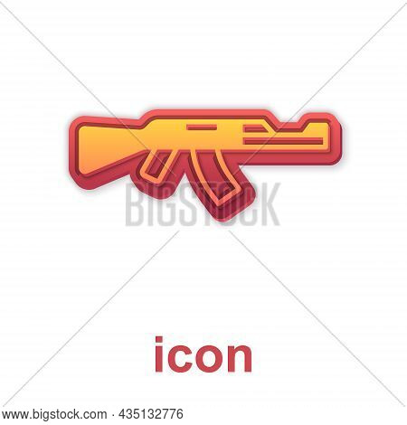 Gold Submachine Gun Icon Isolated On White Background. Kalashnikov Or Ak47. Vector