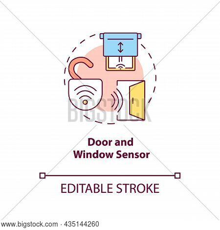 Door And Window Sensor Concept Icon. Sensor Security System Abstract Idea Thin Line Illustration. De