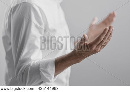 Man Praying Alone Divinity Home . High Quality And Resolution Beautiful Photo Concept