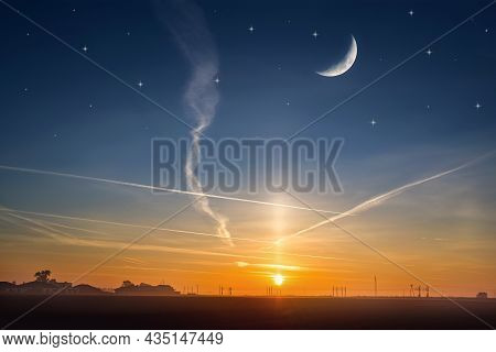 Crescent On The Background Of Sunset, Religion